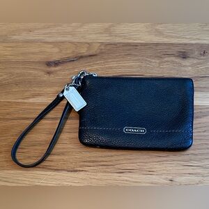 Coach Park Black Pebbled Leather Wristlet